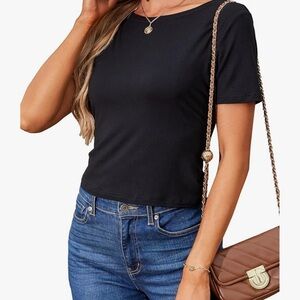 Elegant Black Short Sleeve Women's Tee